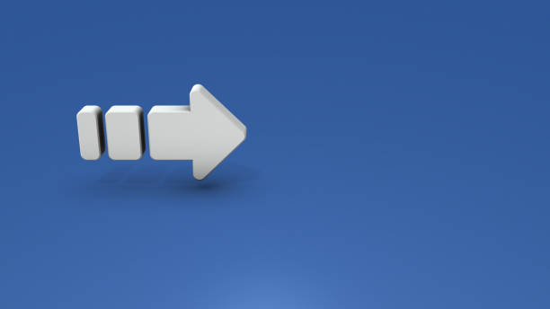 istock White arrow pointing to the right. An abstract concept that represents the beginning and progress. 3D rendering. 1409793751