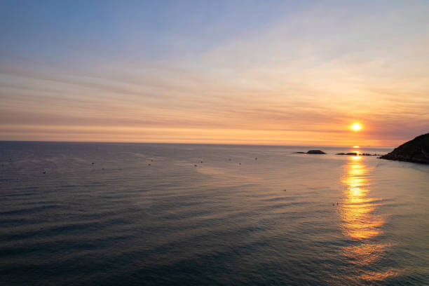 The sun rises in Zarautz, Spain