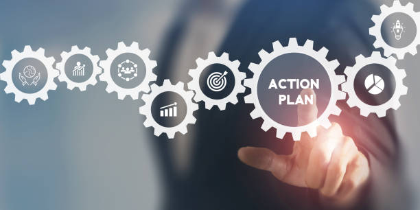 istock Business action plan concept. Business annual plan and development for achieving target.  Business objectives, direction, strategy, plan, collaboration, timeline, budget management and implementation. 1409806018