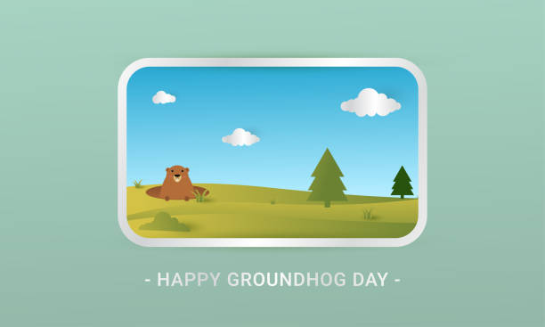 happy groundhog day, perfect for backgrounds, posters, covers, wallpapers, and more - groundhog day tatil stock illustrations