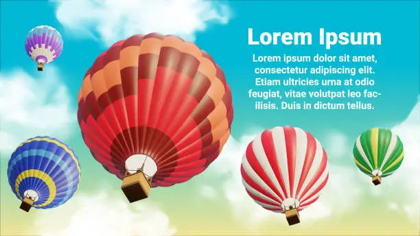 Vector illustration of Low angle looking up view of hot air balloons.