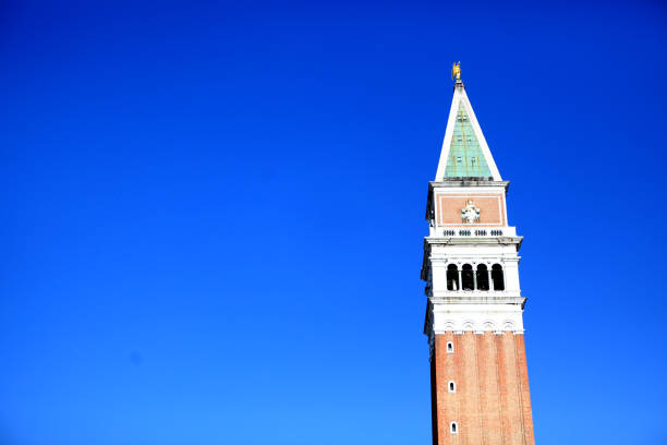 top of tower in Venice with blue sky