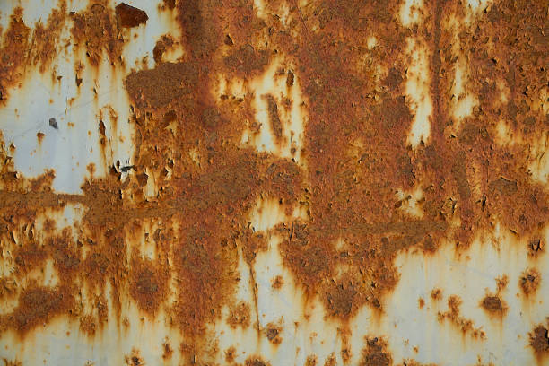 rouille métal écaillage peinture grunge dommages bruts corrosion oxydation lourde fond de fer - paint rough peeling grunge photos et images de collection
