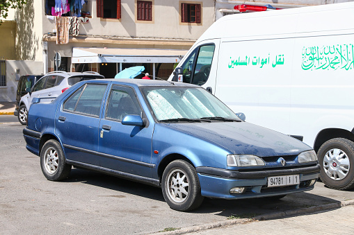 Casablanca, Morocco - September 29, 2019: Small family car Renault 19 in the city street.