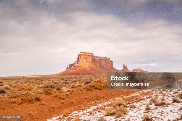 Monument Valley Stock Photo - Download Image Now - Wild West, Winter, Mesa