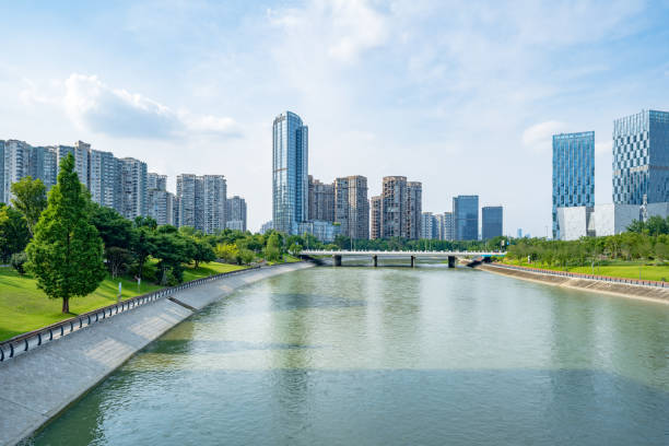 istock Sunny Chengdu Bridge Financial City 1409816372
