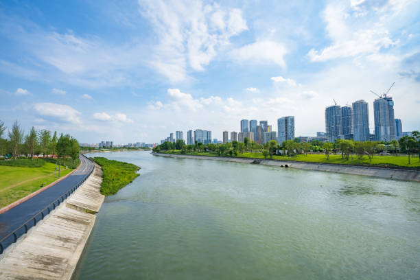 istock Sunny Chengdu Bridge Financial City 1409816375