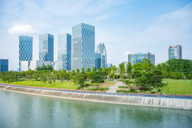 istock Sunny Chengdu Bridge Financial City 1409816385
