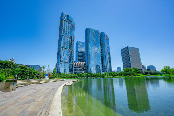 istock Sunny Chengdu Bridge Financial City 1409817133
