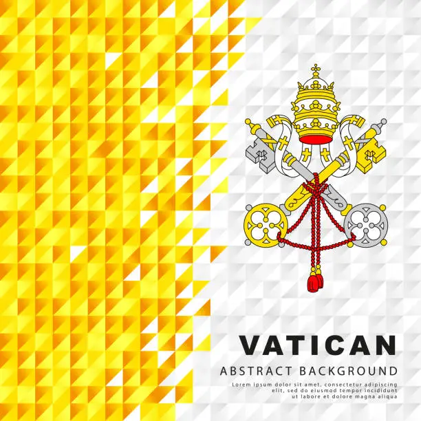 Vector illustration of Flag of the Vatican. Abstract background of small triangles in the form of colorful white and yellow stripes of the Vatican flag.