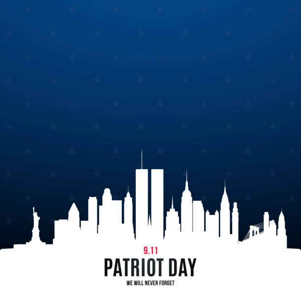 Patriot Day poster with New York skyline. National Day of Prayer and Remembrance for Victims of Terror Attacks September 11, 2001. Design template for background, banner, card, etc. Patriot Day poster with New York skyline. National Day of Prayer and Remembrance for Victims of Terror Attacks September 11, 2001. Design template for background, banner, card, etc. number 11 stock illustrations
