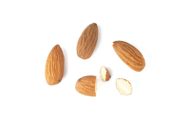 istock Almond nut isolated on white background. 1409824789