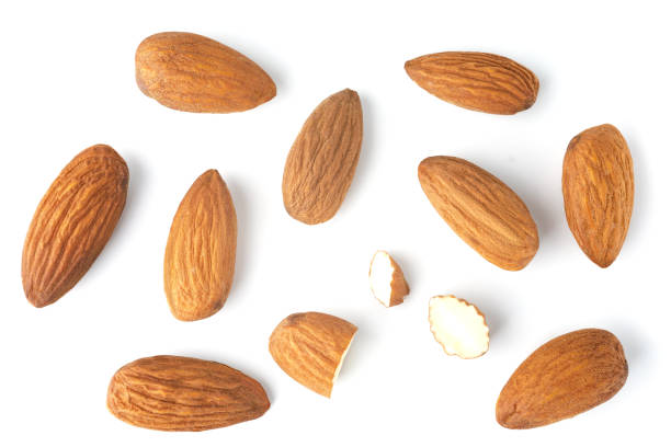 istock Almond nut isolated on white background. 1409824831