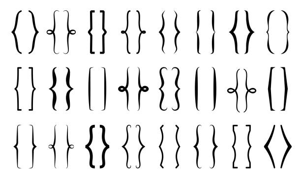 nawiasy tekstowe, ramki okrągłe lub kwadratowe - parentheses stock illustrations