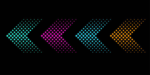 halftone arrows. pixel Colorful arrows. Vector illustration. Stock image. halftone arrows. pixel Colorful arrows. Vector illustration. Stock image. EPS 10. rainbow circle icon stock illustrations