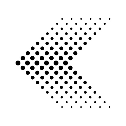 Pixel art arrow. halftone pointer. Vector illustration. Stock image. EPS 10.