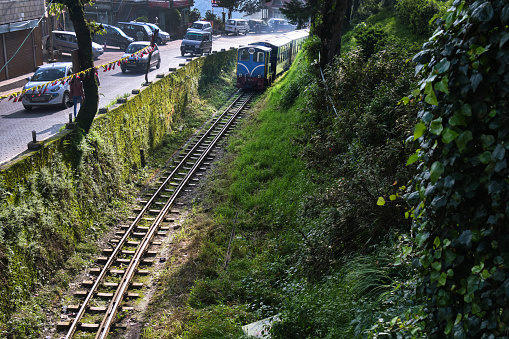 Darjeeling, West Bengal, India - 22 June 2022, Darjeeling Himalayan Railway, Darjeeling Himalayan railway is a UNESCO world heritage site, Selective focus.