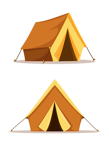 Camping travel tent isolated on white background. Vector illustration for outdoor travel, nature tourism, journey, adventure. Tourist equipment vector illustration