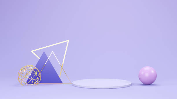 istock Geometric shapes with podium, purple background 1409830986
