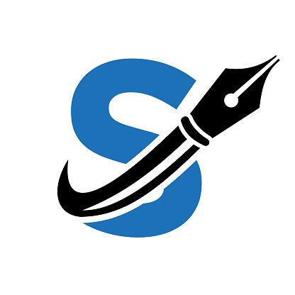 Education Logo on Letter S Concept with Pen Nib Vector Template