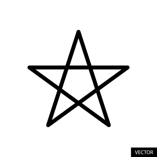 pentagram, five pointed star vector icon in line style design isolated on white background. editable stroke. - 五角星 插圖 幅插畫檔、美工圖案、卡通及圖標
