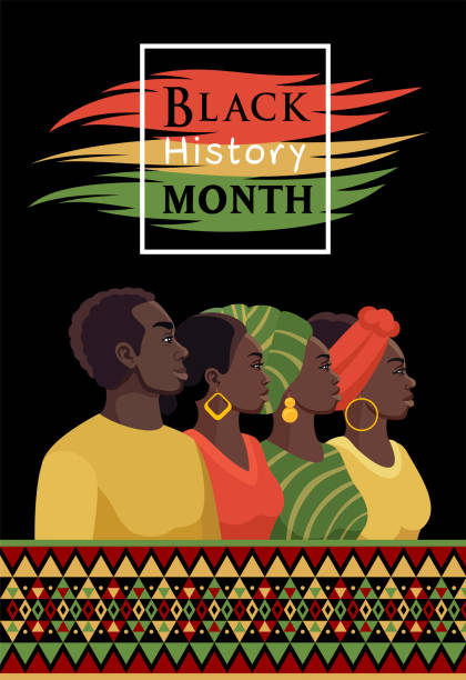 ilustraciones, imágenes clip art, dibujos animados e iconos de stock de póster de concientización del mes de la historia negra - mujeres-de-banners-verticales