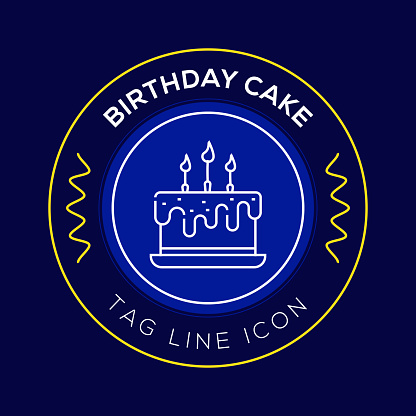 Birthday Cake Circle Badge, Modern Logo Vector Icon Design Line Style