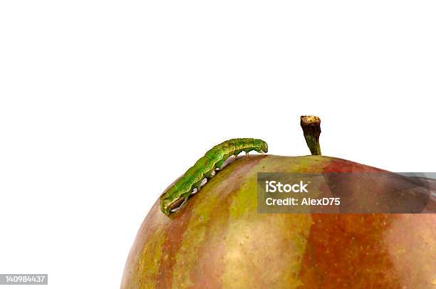 Caterpillar Auf Roter Apfel Stockfoto und mehr Bilder von Apfel - Apfel, Wurm, Beißen