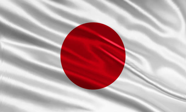 istock Japan flag design. Waving Japanese flag made of satin or silk fabric. Vector Illustration. 1409845201