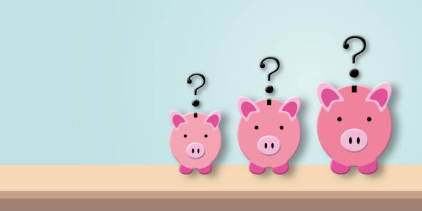 istock Question mark with pink piggy bank on table and pastel background. Concept for Financial or investment. 1409845260