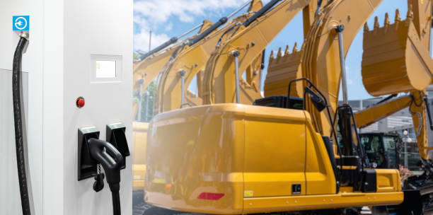 istock Electric excavators with charging station. 1409847934