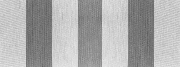 Photo of Gray grey anthracite striped natural cotton linen textile texture background banner panorama