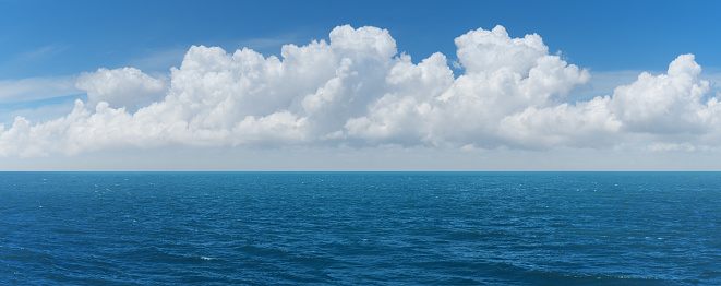 Panorama of Deep Blue Ocean and blue sky