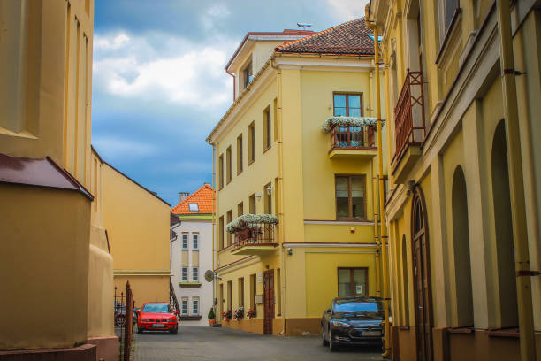 Vilnius, Lithuania, cozy inner courtyard in the city center.
