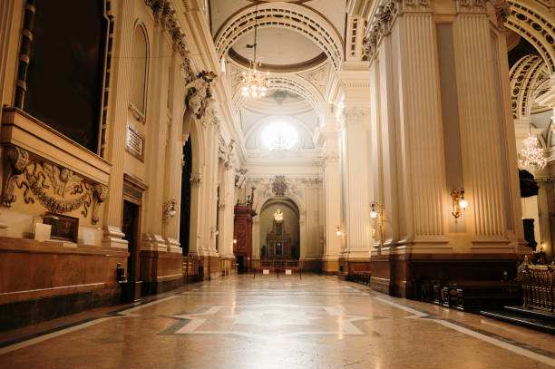 istock Inside view of a large church 1409860350