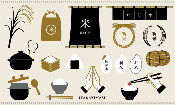 ilustraciones, imágenes clip art, dibujos animados e iconos de stock de imágenes prediseñadas de arroz - chopsticks rest kitchen utensil dishware horizontal