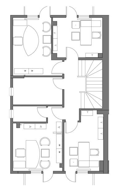 istock 2d architectural drawing of an office plan. Furniture layout for work places. 1409860549
