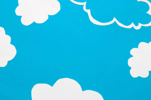 istock clouds on the edges of a blue background, blue sky as copy space, creative art modern design, blue sky, clean air, graphic design 1409861224