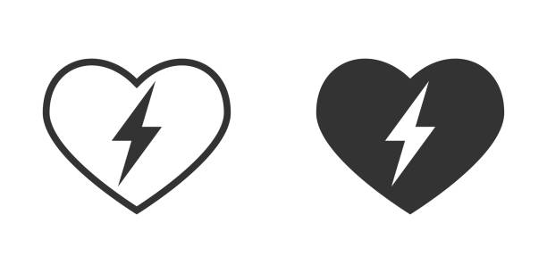 ilustraciones, imágenes clip art, dibujos animados e iconos de stock de icono del corazón y la energía. corazón con un icono de relámpago. ilustración vectorial. - sports and fitness flash