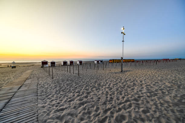 Boardwalk and Beach Huts at De Panne in Belgium