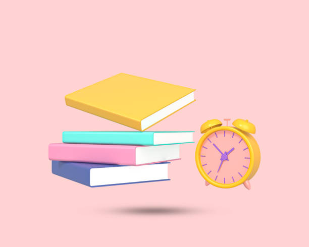 istock Education 3D icon. Books pencil eraser clock 3D symbol isolated. Education and study school concept. Study on time. 3D Rendered Illustration. 1409867592