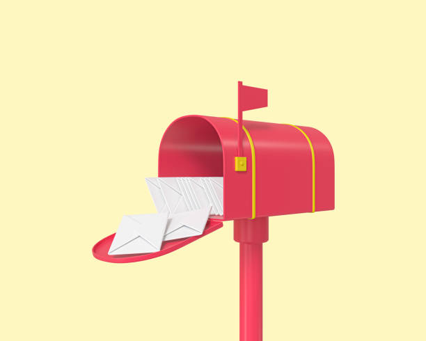 istock Vintage Letterbox, Post box, mail box 3d icon. Outdoor drop boxes, street postboxes, letterboxes. Red mailbox standing on stand. 3D Rendered illustration 1409867599