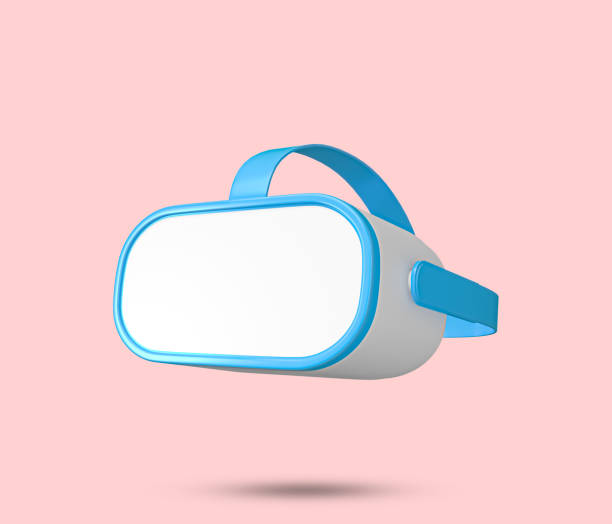 istock Virtual reality VR goggles glass 3D icon. Blue Augmented Reality AR Glass symbol on pink background. 3D Rendered Illustration. 1409867664