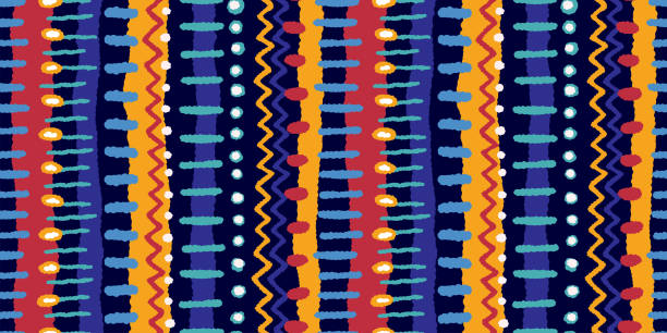 нарисованный от руки абстрактный бесшовный узор, этнический фон, стиль каракуля - отлично подходит для текстиля, баннеров, обоев, обертыван� - backgrounds art native american north american tribal culture stock illustrations