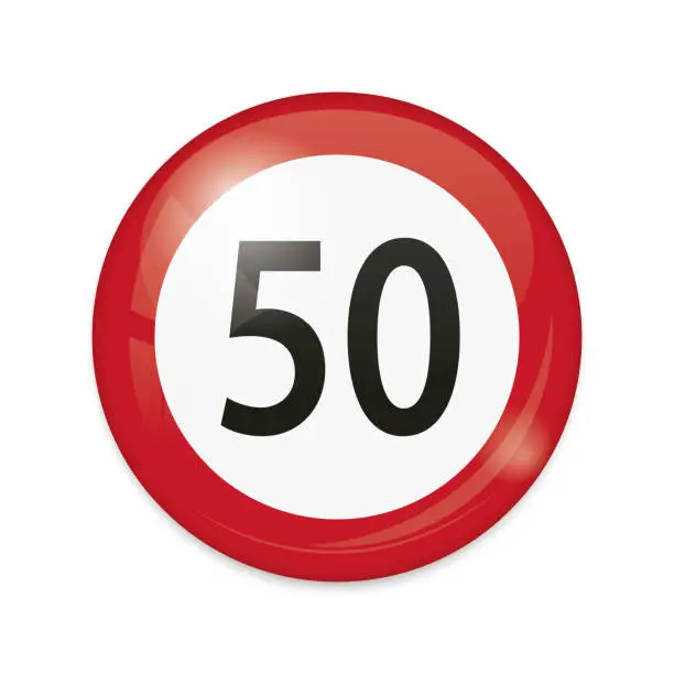 Vector illustration of vector illustration of 50 km/h speed limit traffic signs isolated on white background