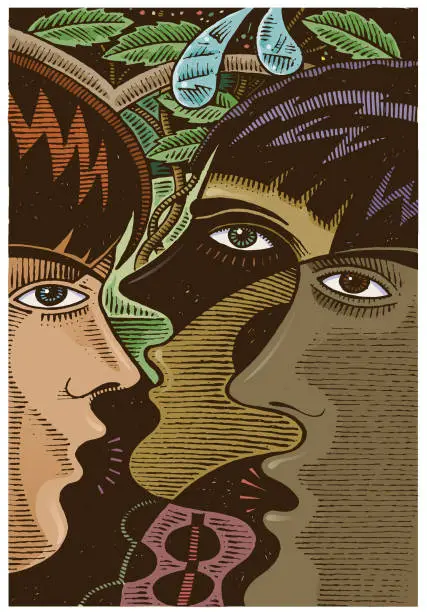 Vector illustration of Abstract talking heads illustration