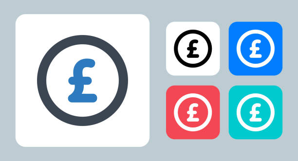 pound icon - vector illustration . pound, british, currency, coin, cash, finance, money, line, outline, flat, icons . - 英鎊符號 幅插畫檔、美工圖案、卡通及圖標