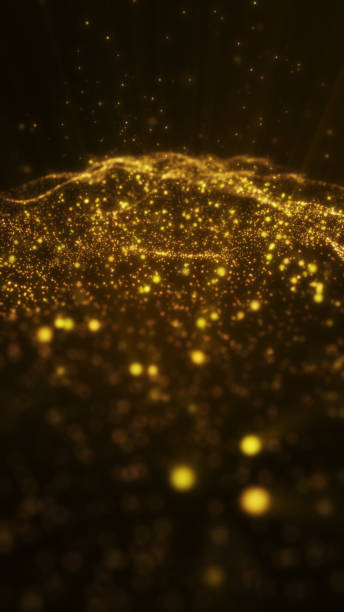 istock Yellow gold light ray shine glow particle abstract background. 1409874469