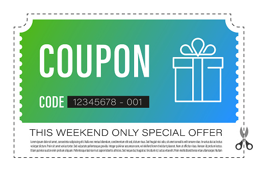 Discount coupon. Ready-to-use. Coupon frame. Clip to save frame with a dotted bounding.