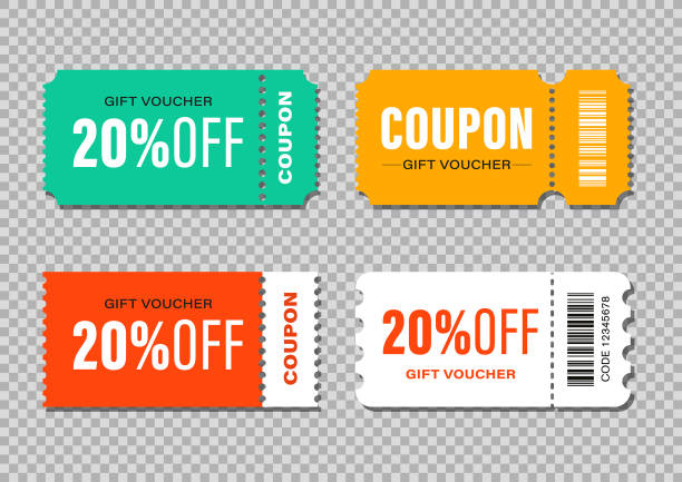 Set of ready-to-use discount coupons Set of ready-to-use discount coupons coupon stock illustrations